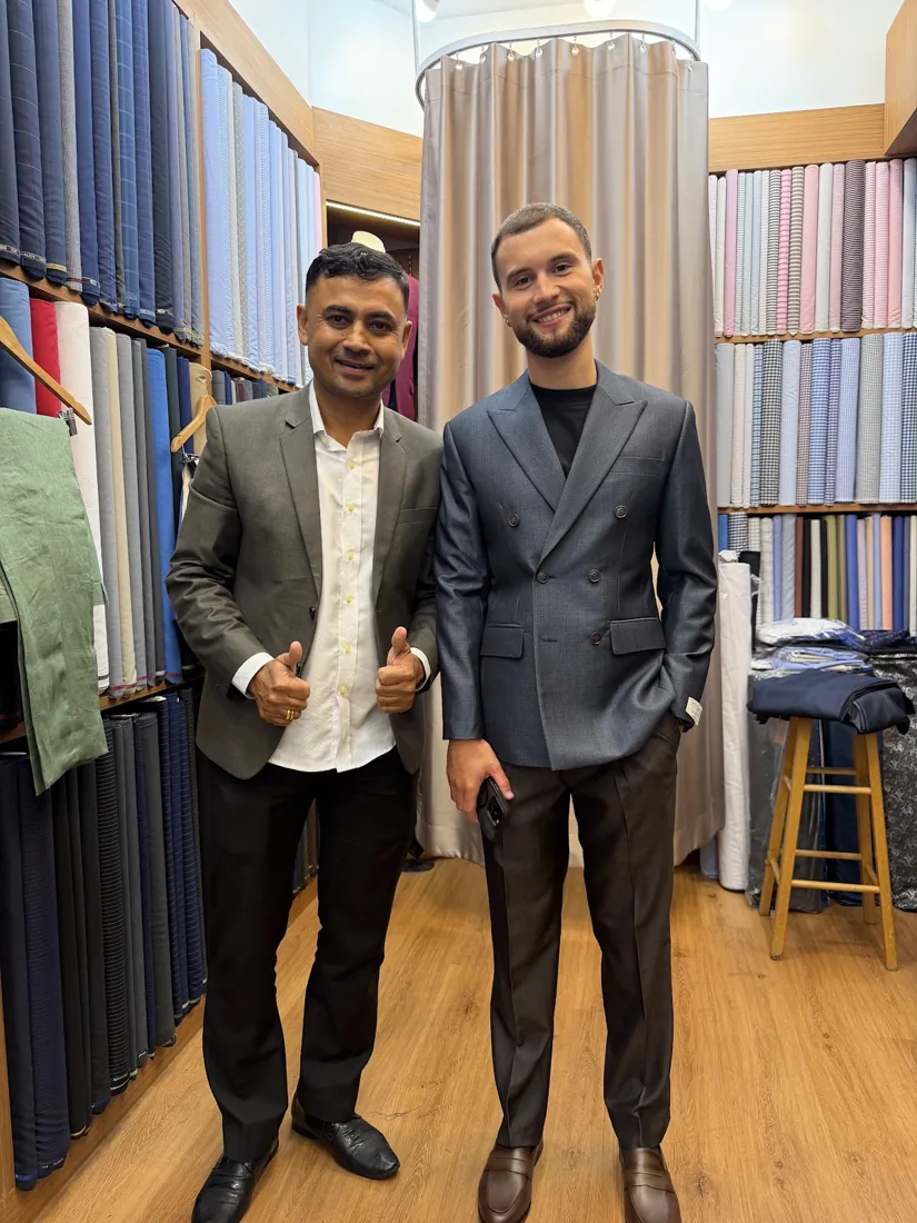 Hugo Pontani in a bespoke suit by G.Armani Suit
