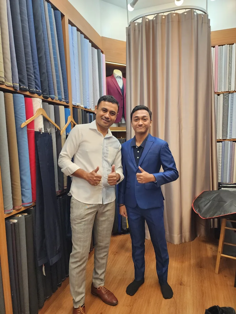 Kyle Gonzales in a bespoke suit by G.Armani Suit