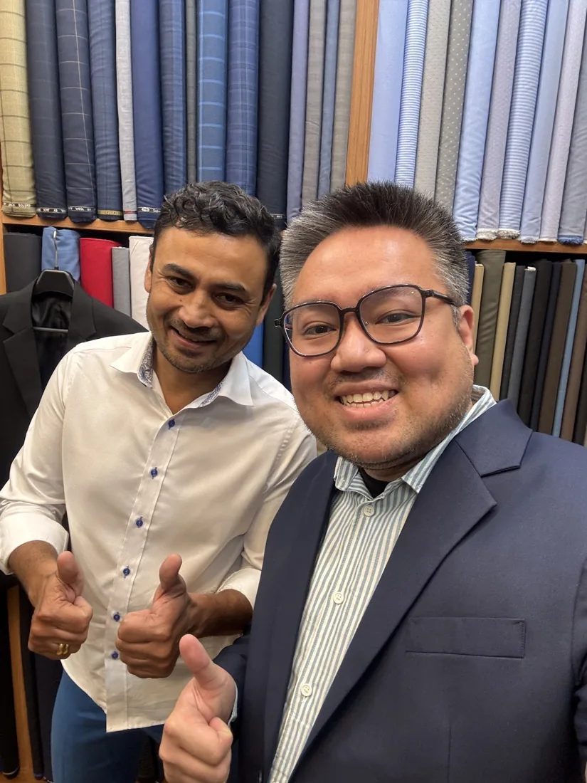 Mr. Santosh with a happy client at G.Armani Suit, Pratunam
